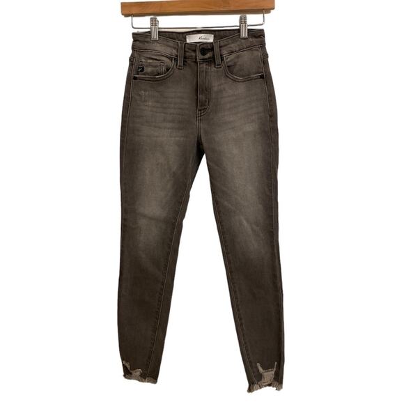 KanCan Estilo Mid Rise Distressed Gray Skinny Cropped Jeans - Picture 1 of 11